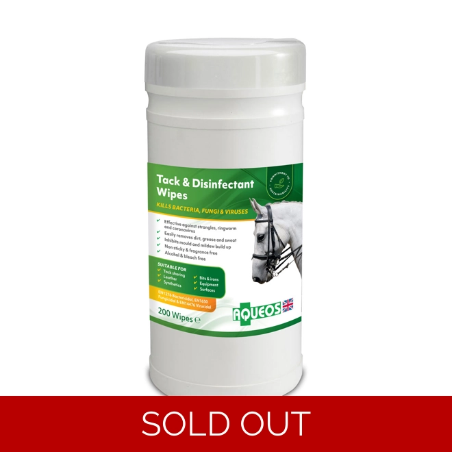 product Image for Aqueos Equine Anti-Bacterial Tack & Disinfectant Wipes - 200 wipes